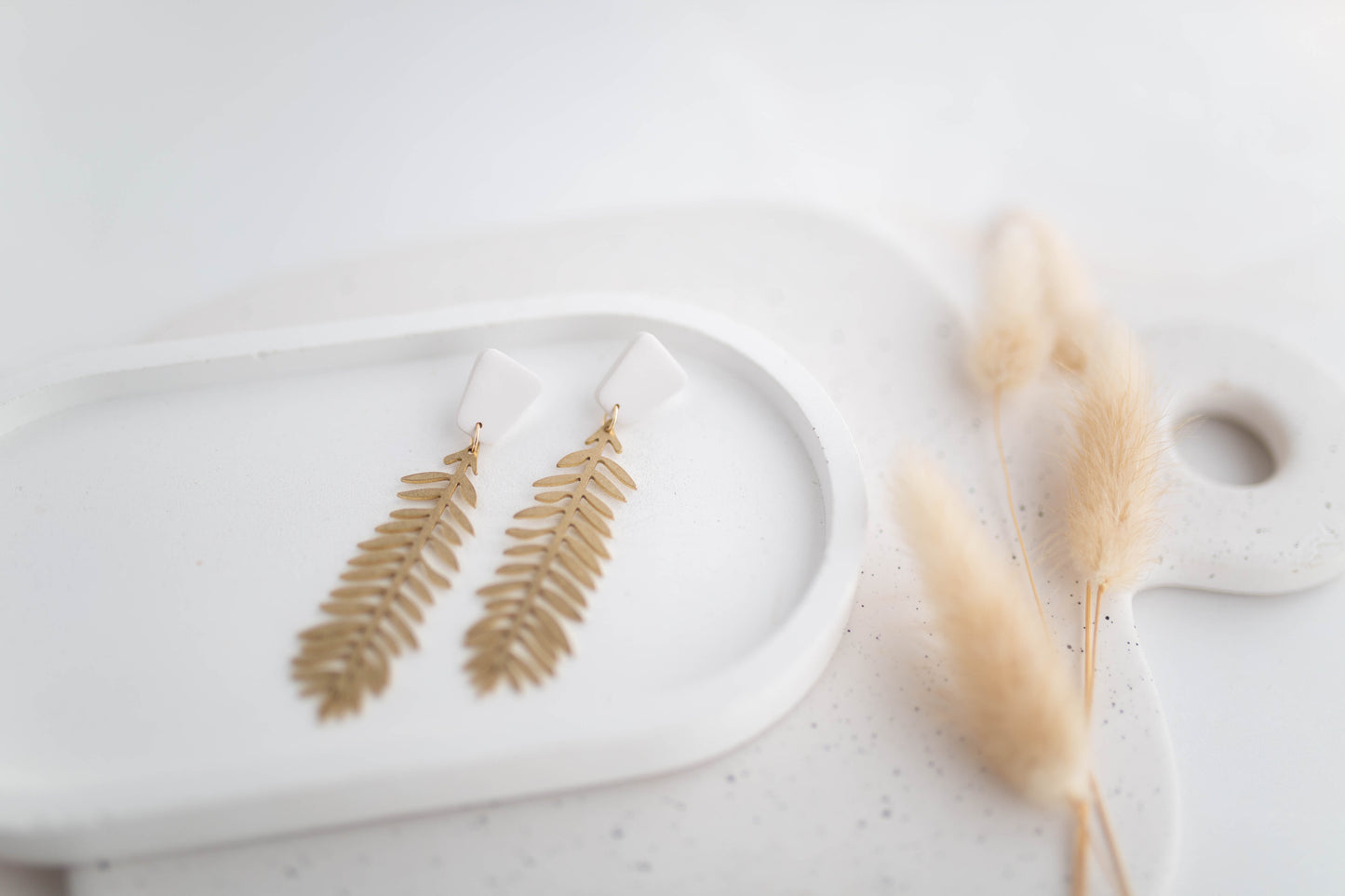 Clay Earrings | Fern Dangles | All Things Neutral Collection
