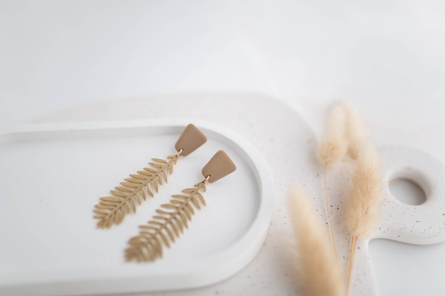 Clay Earrings | Fern Dangles | All Things Neutral Collection