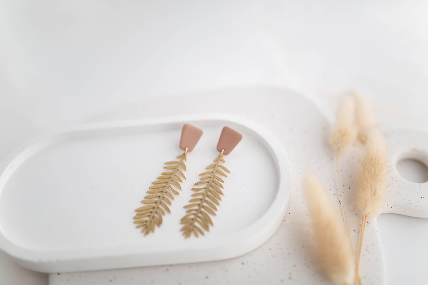Clay Earrings | Fern Dangles | All Things Neutral Collection