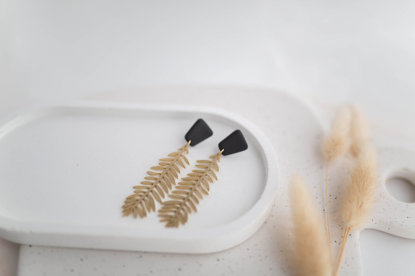 Clay Earrings | Fern Dangles | All Things Neutral Collection