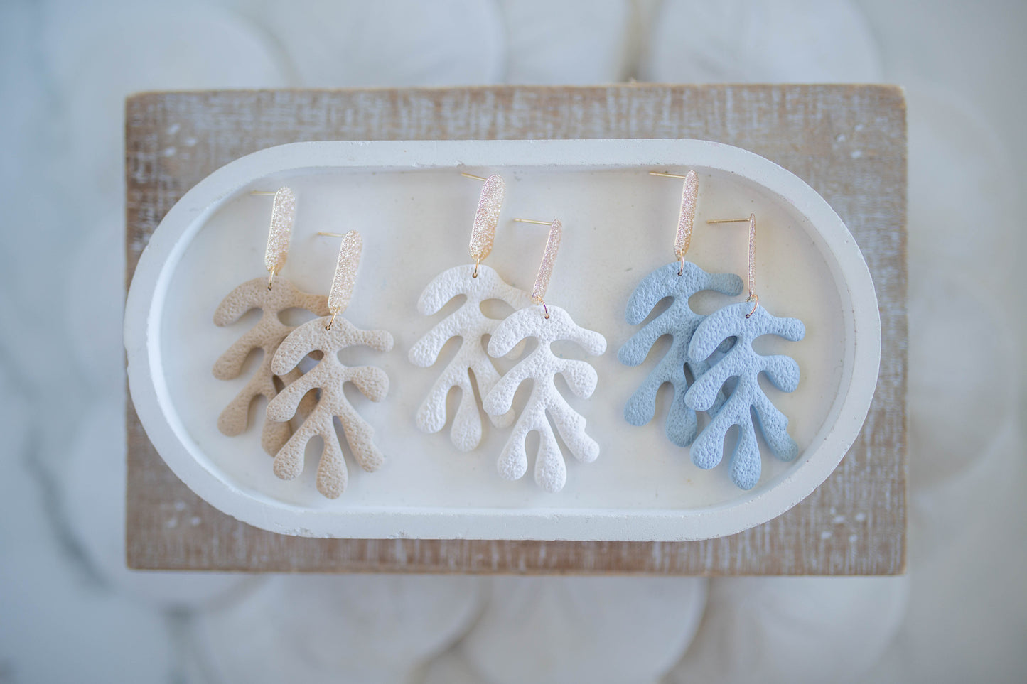 Clay Earrings | Coral Dangles | Coastal Shores Collection