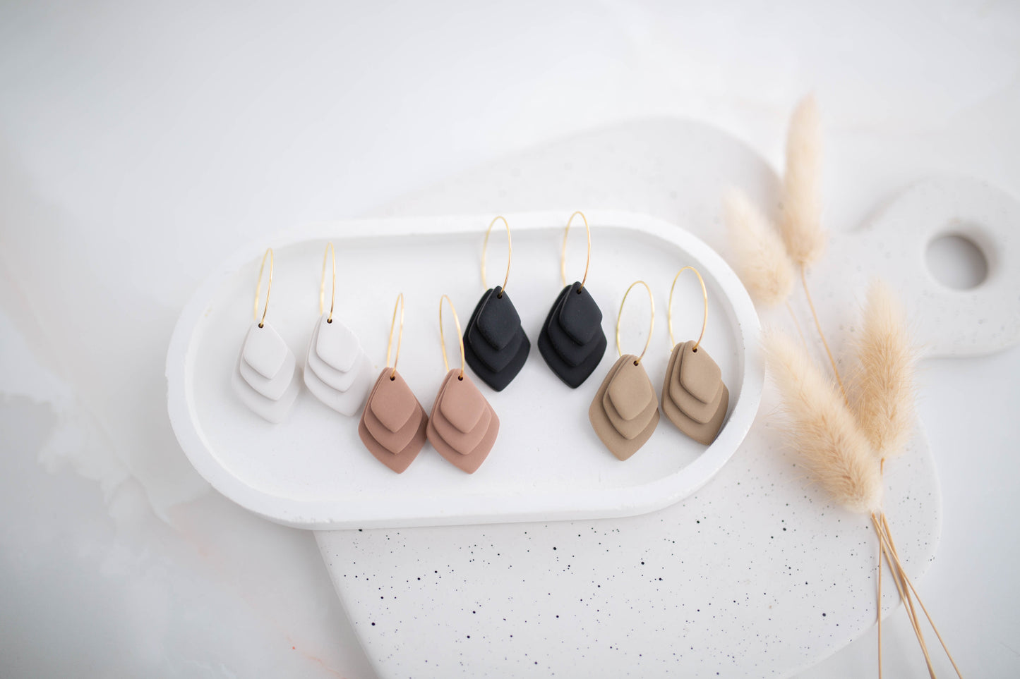 Clay Earrings | Stacked Hoops | All Things Neutral Collection