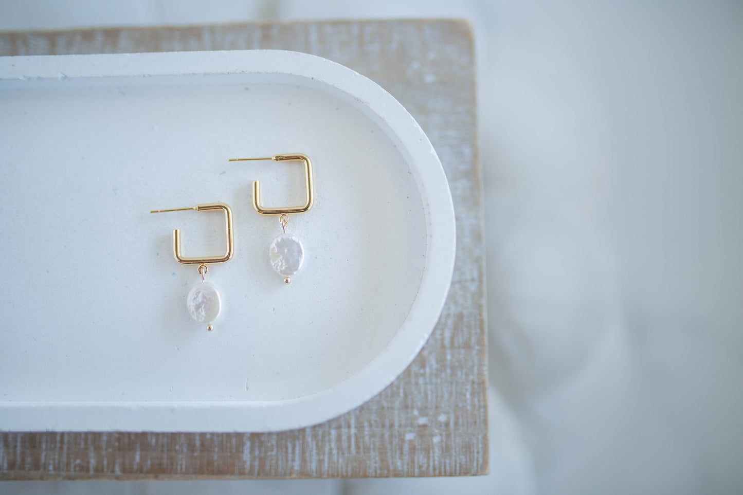 Simple Earrings | Pearl Huggies | Coastal Shores Collection