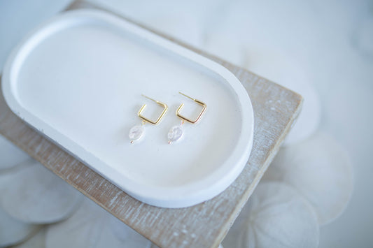 Simple Earrings | Pearl Huggies | Coastal Shores Collection