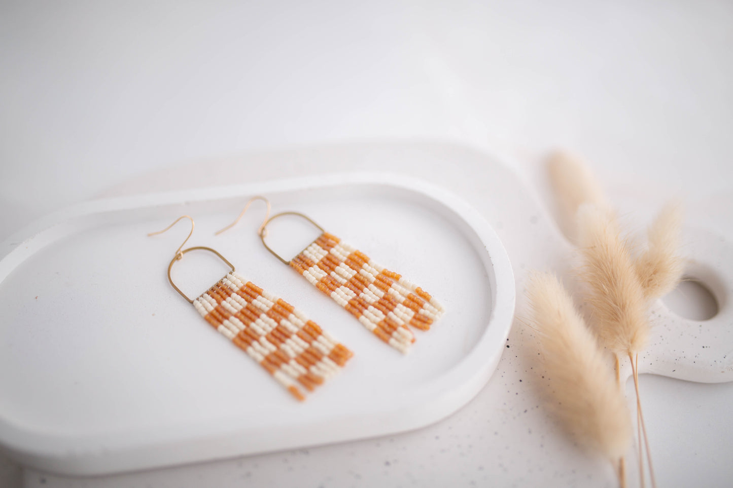 Beaded Earrings | Checker Fringe | All Things Neutral Collection