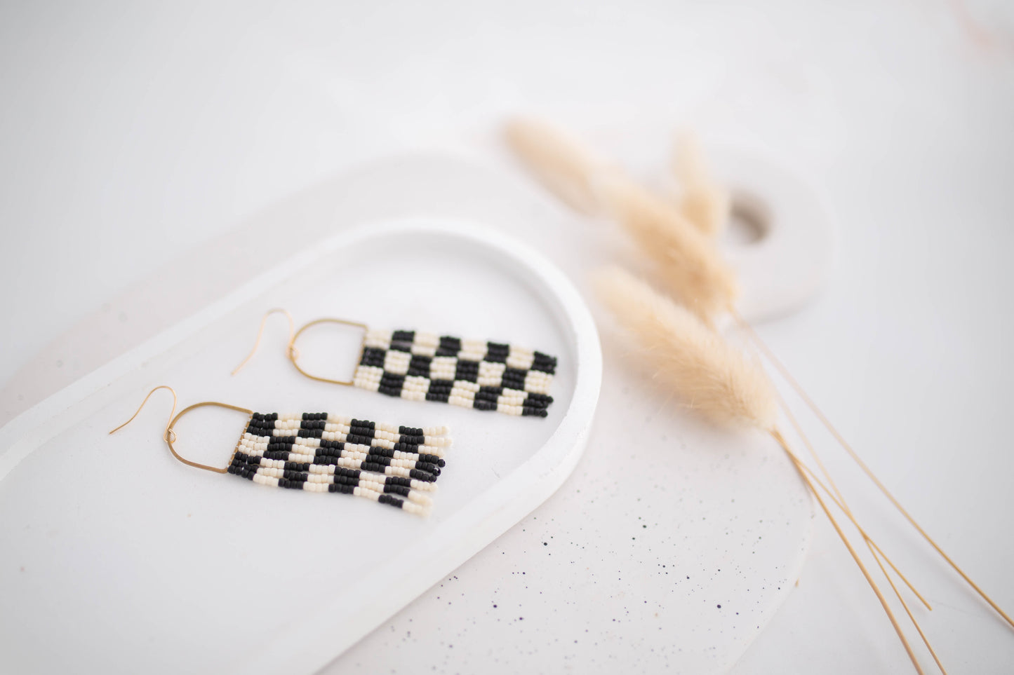 Beaded Earrings | Checker Fringe | All Things Neutral Collection