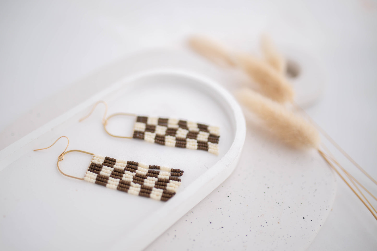 Beaded Earrings | Checker Fringe | All Things Neutral Collection