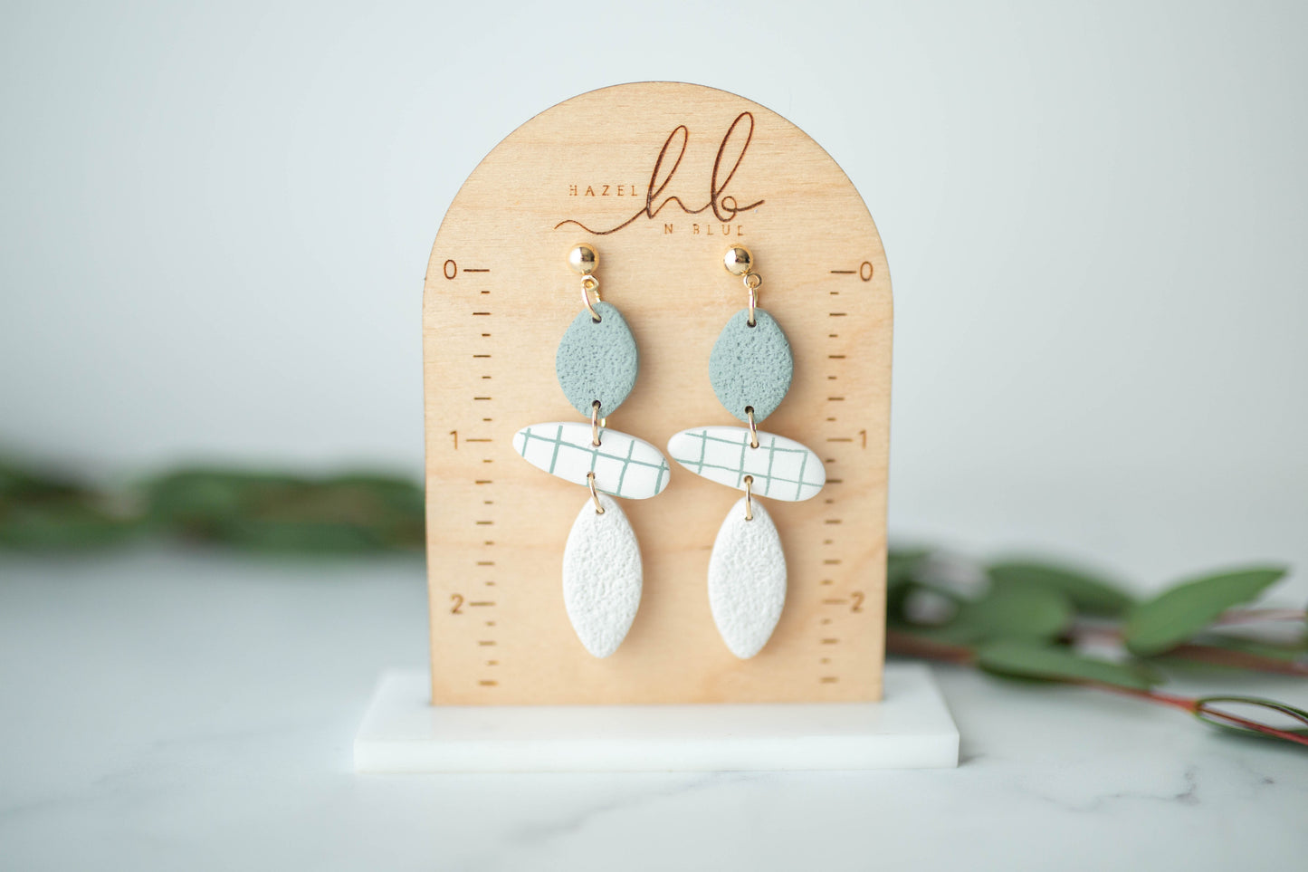 Clay Earrings | Lined Trio Dangles | Earth+Sky Collection