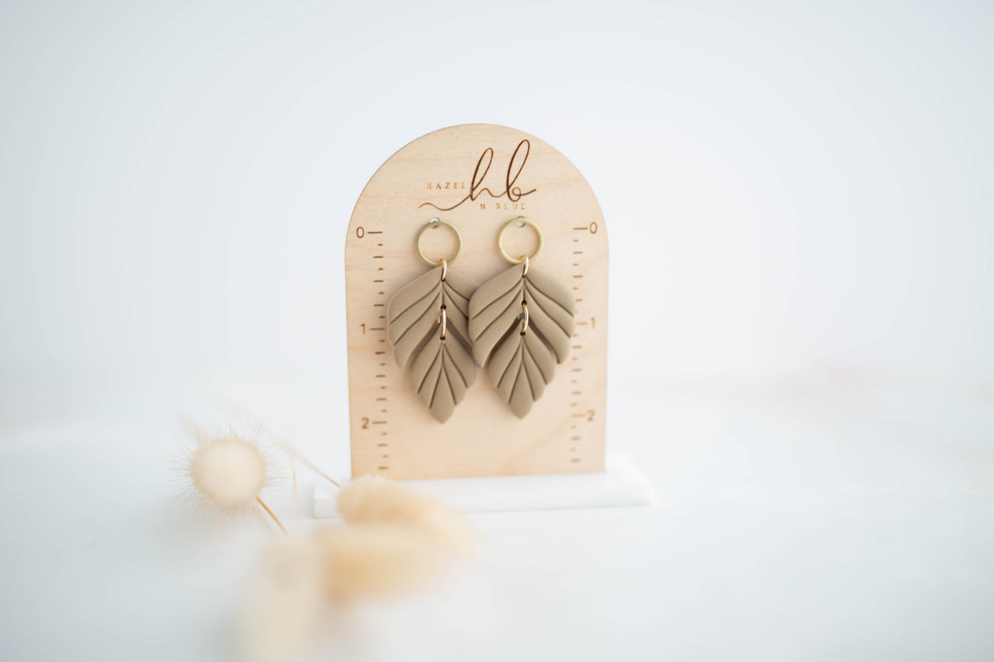 Clay Earrings | Leaf Dangles | All Things Neutral Collection