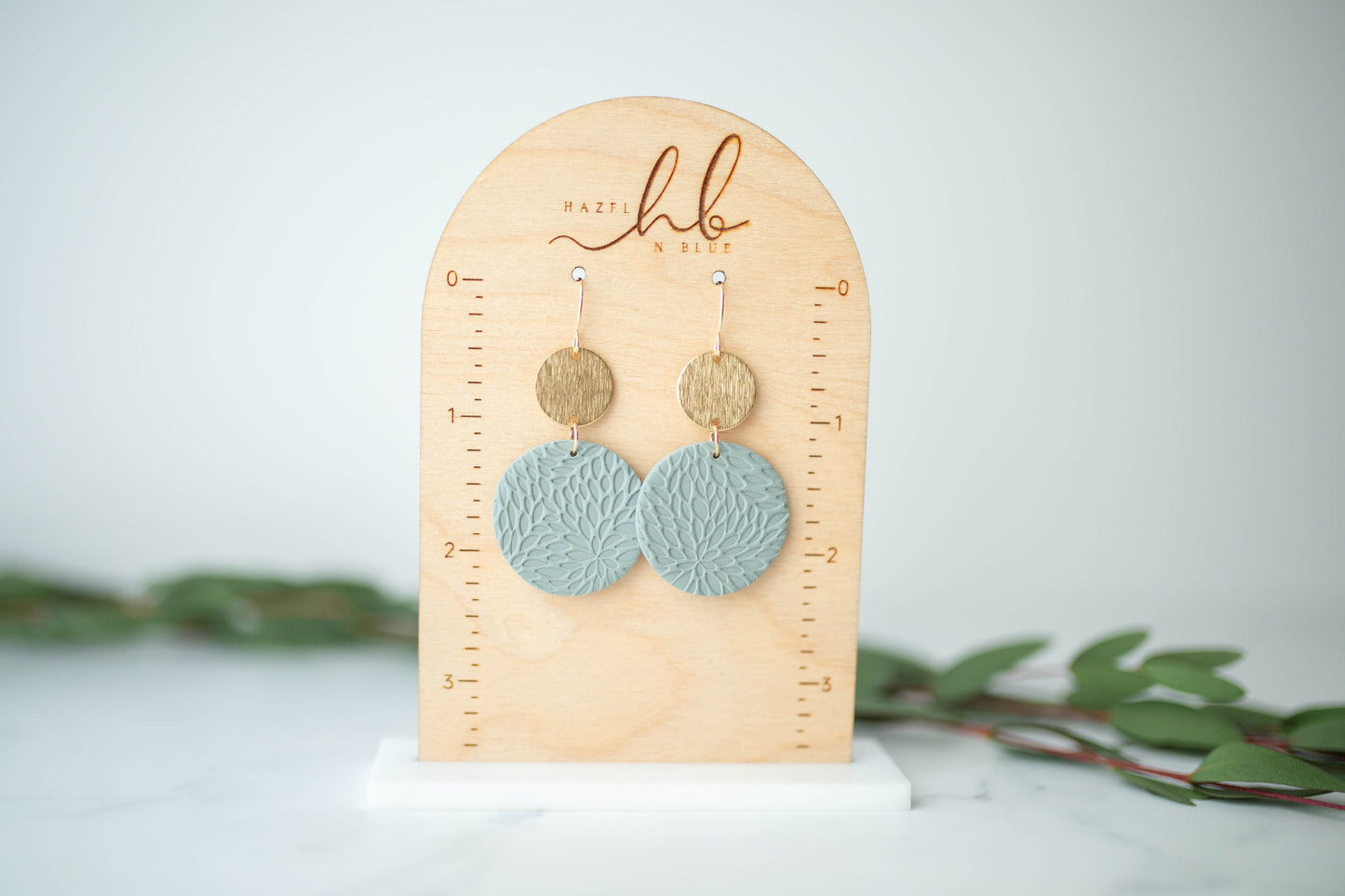 Clay Earrings | Circle Imprint Dangles ( Lg ) | Earth+Sky Collection