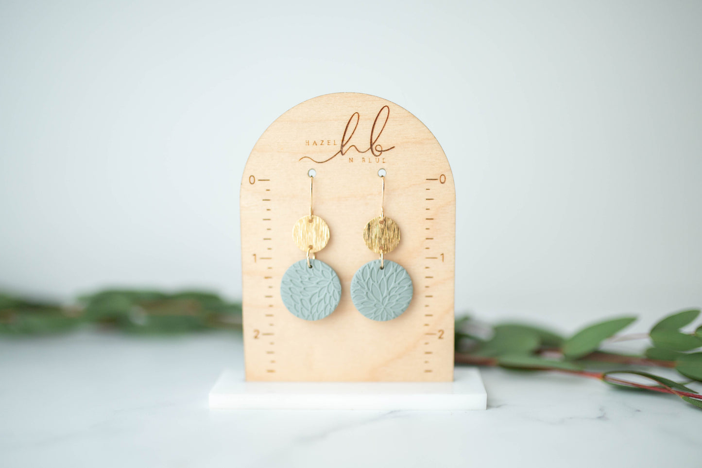 Clay Earrings | Circle Imprint Dangles ( Sm ) | Earth+Sky Collection