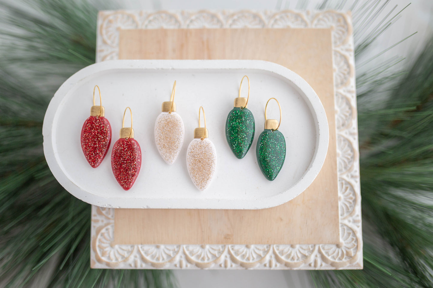 Clay Earrings | Festive Light Hoops | Jingle+Joy Collection