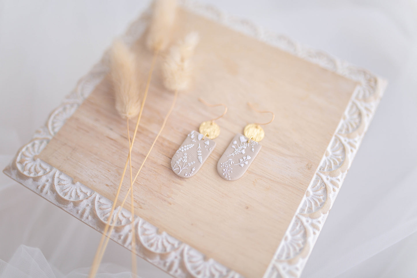Clay Earrings | Champagne Florals | Luxe Collection