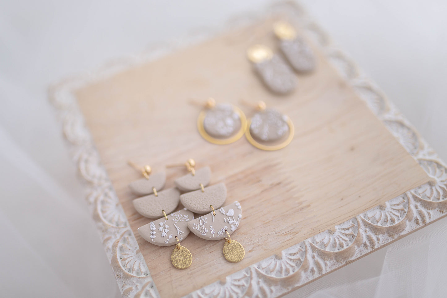 Clay Earrings | Champagne Florals | Luxe Collection