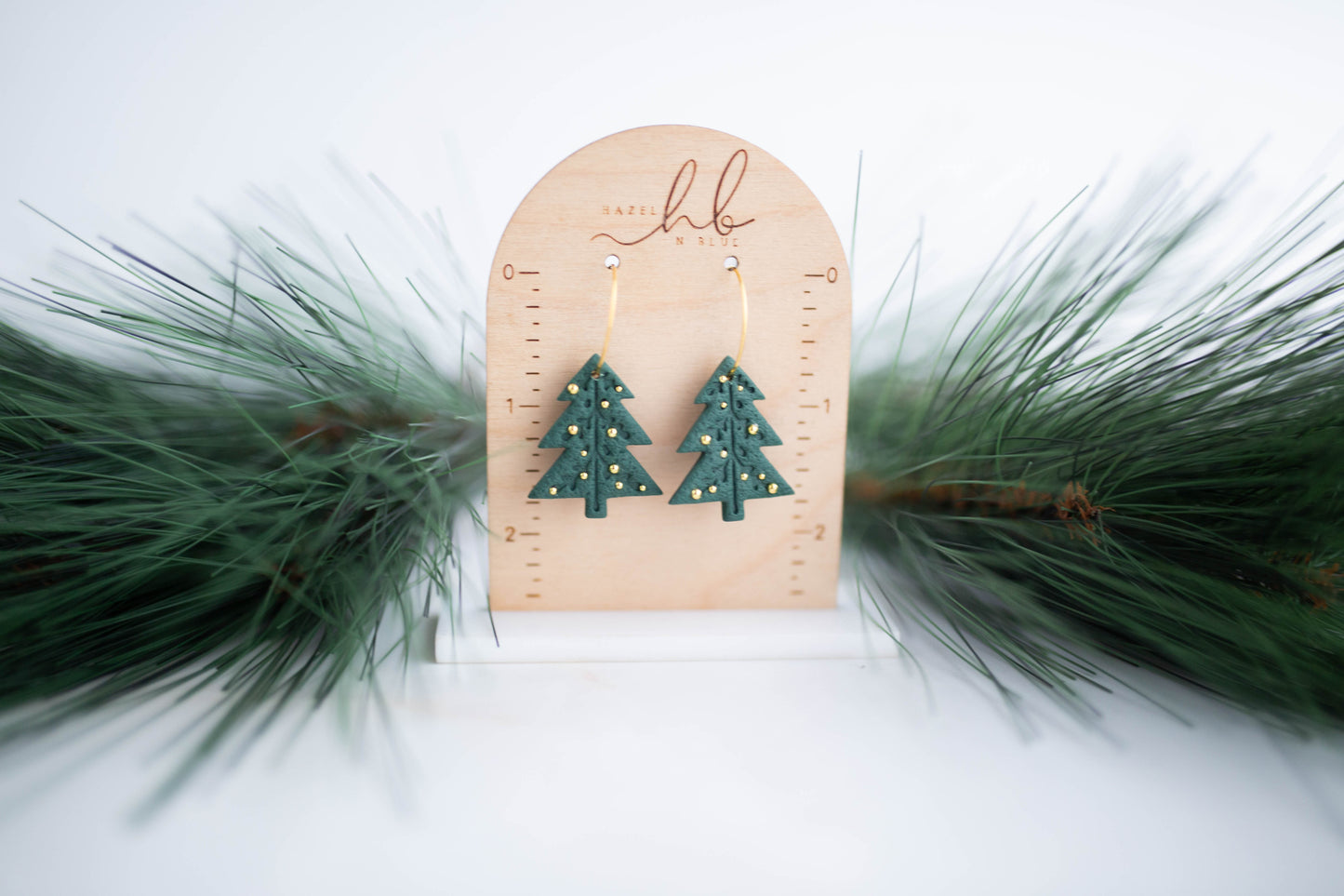 Clay Earrings | Nordic Tree Hoops | Jingle+Joy Collection