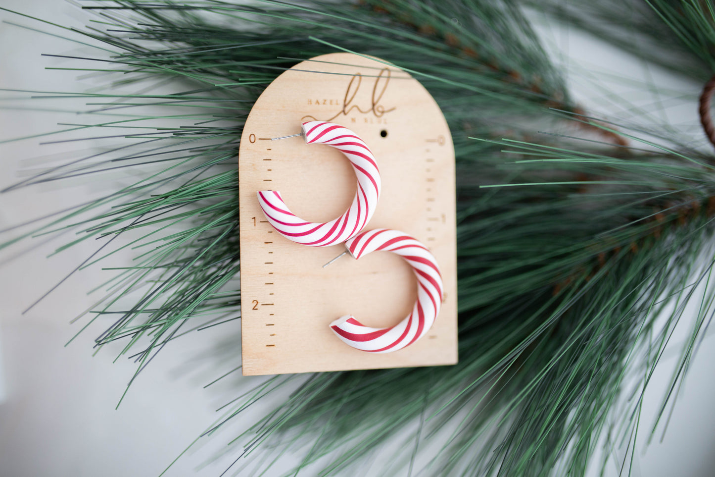 Clay Earrings | Candy Cane Hoops | Jingle+Joy Collection