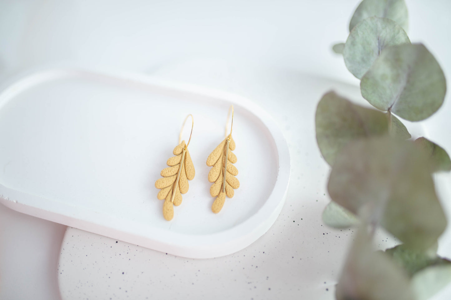 Clay Earrings | Long Leaf Hoops | In Bloom Collection