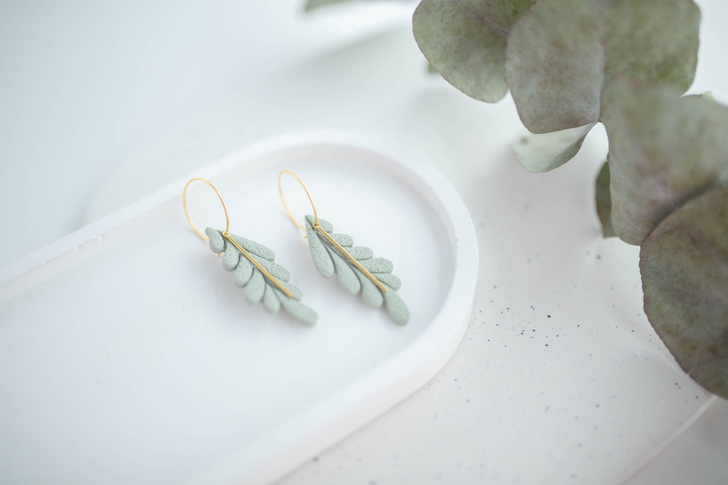 Clay Earrings | Long Leaf Hoops | In Bloom Collection