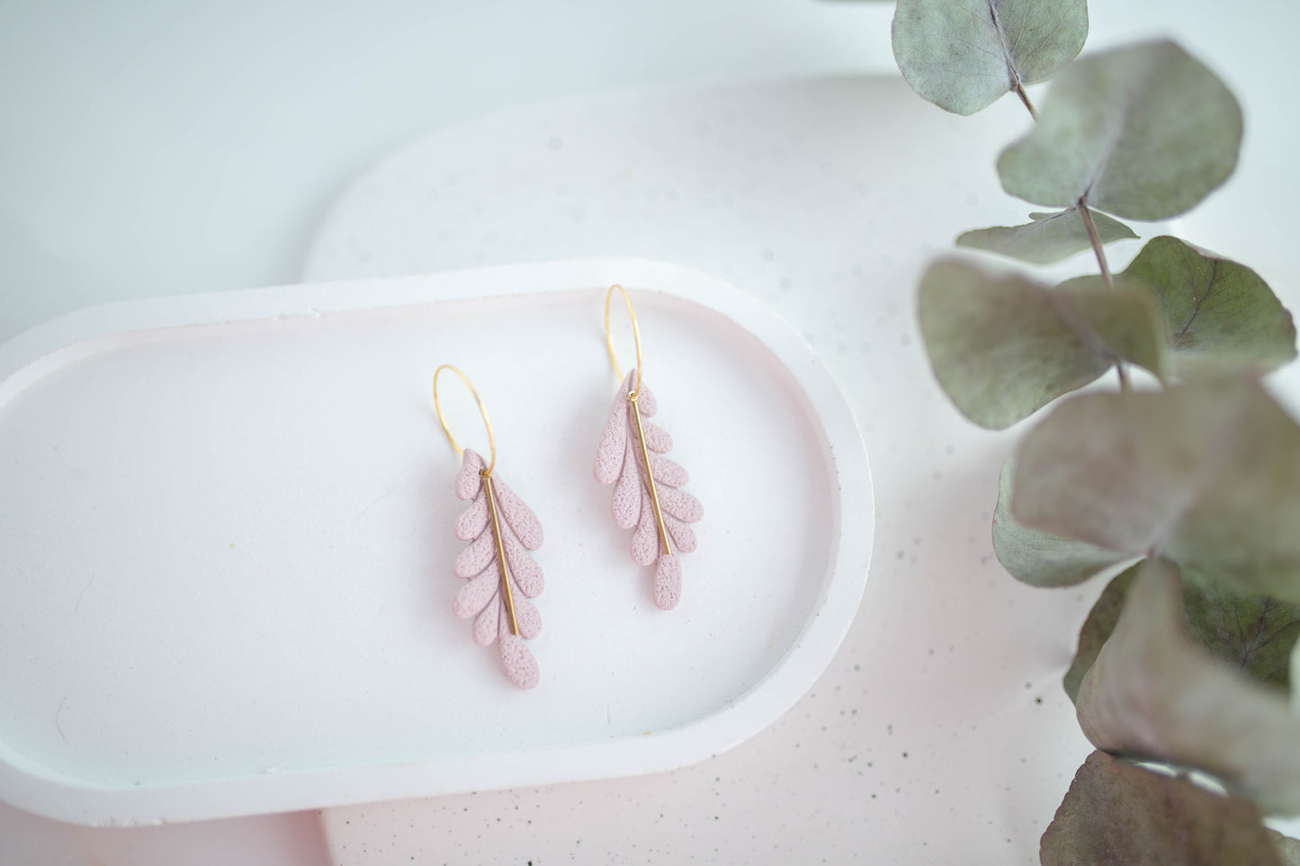Clay Earrings | Long Leaf Hoops | In Bloom Collection