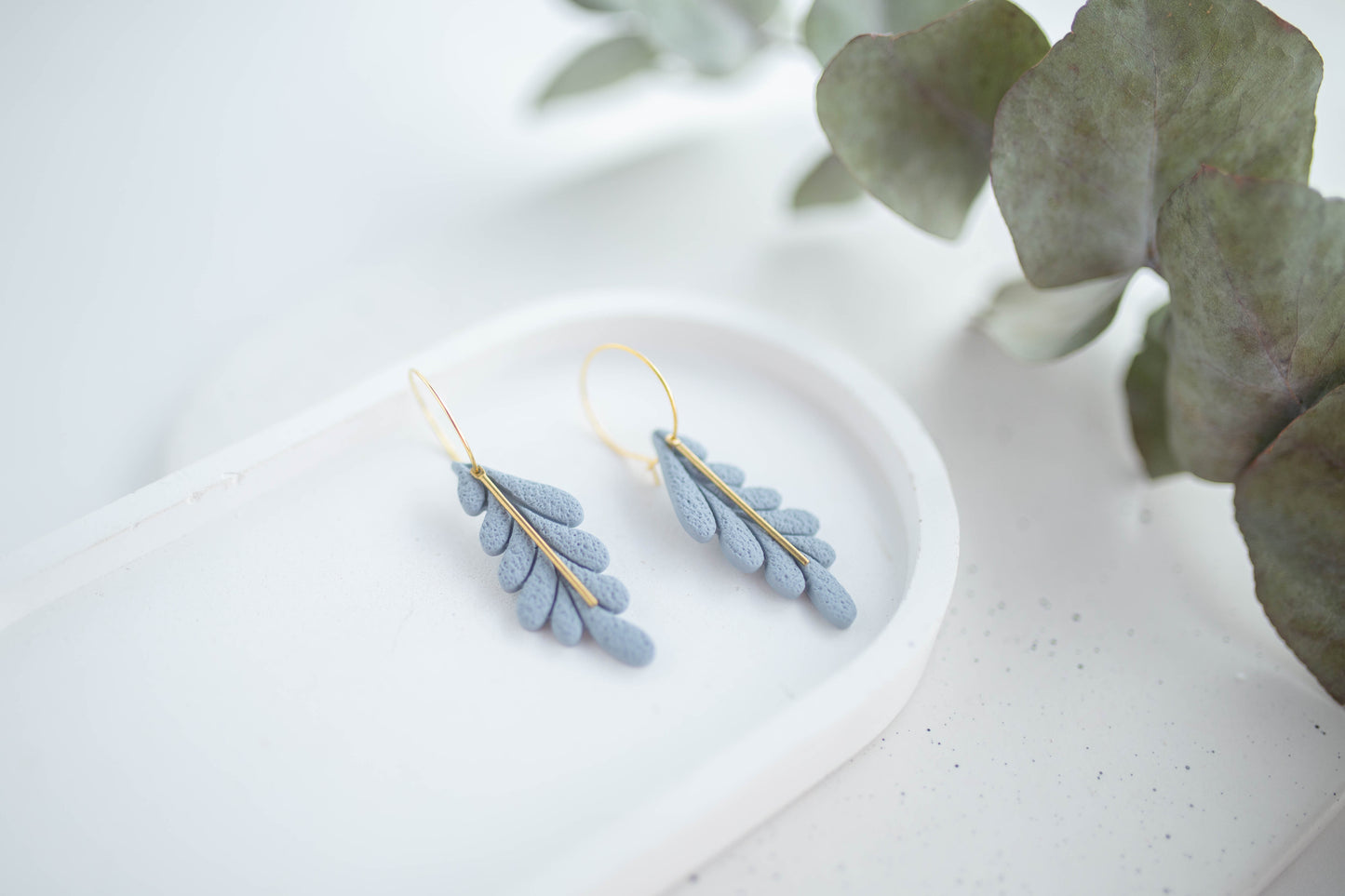 Clay Earrings | Long Leaf Hoops | In Bloom Collection
