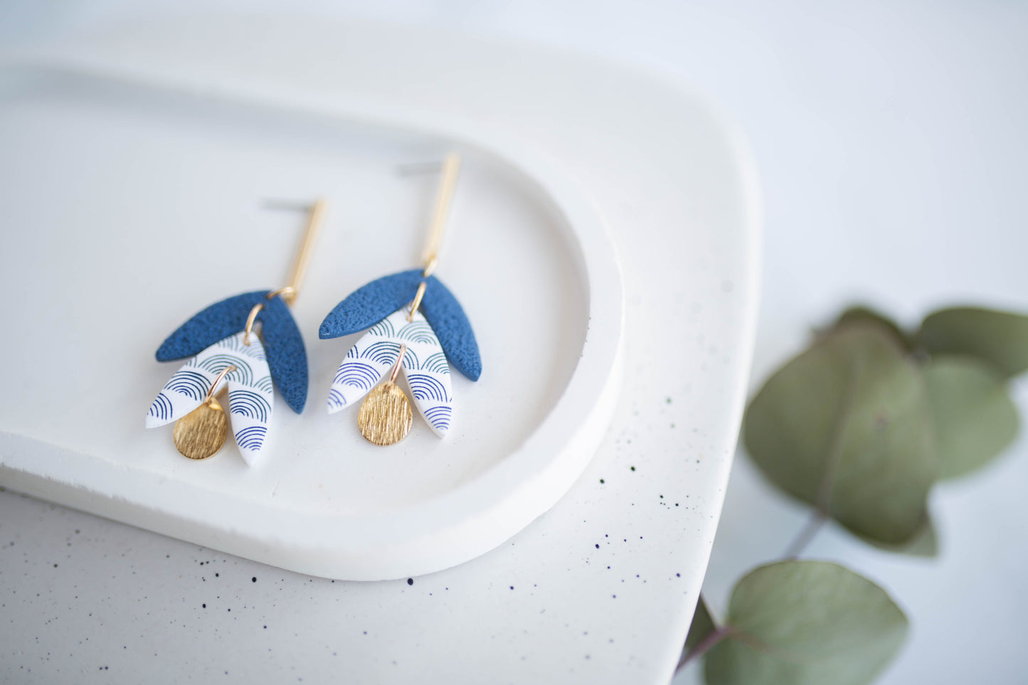Clay Earrings | Hope Leaf Dangles | Indigo Daydream Collection
