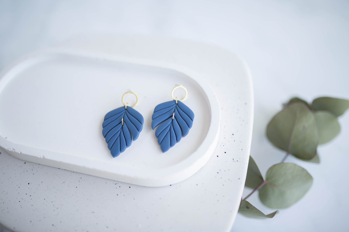 Clay Earrings | Indigo Leaf Dangles | Indigo Daydream Collection