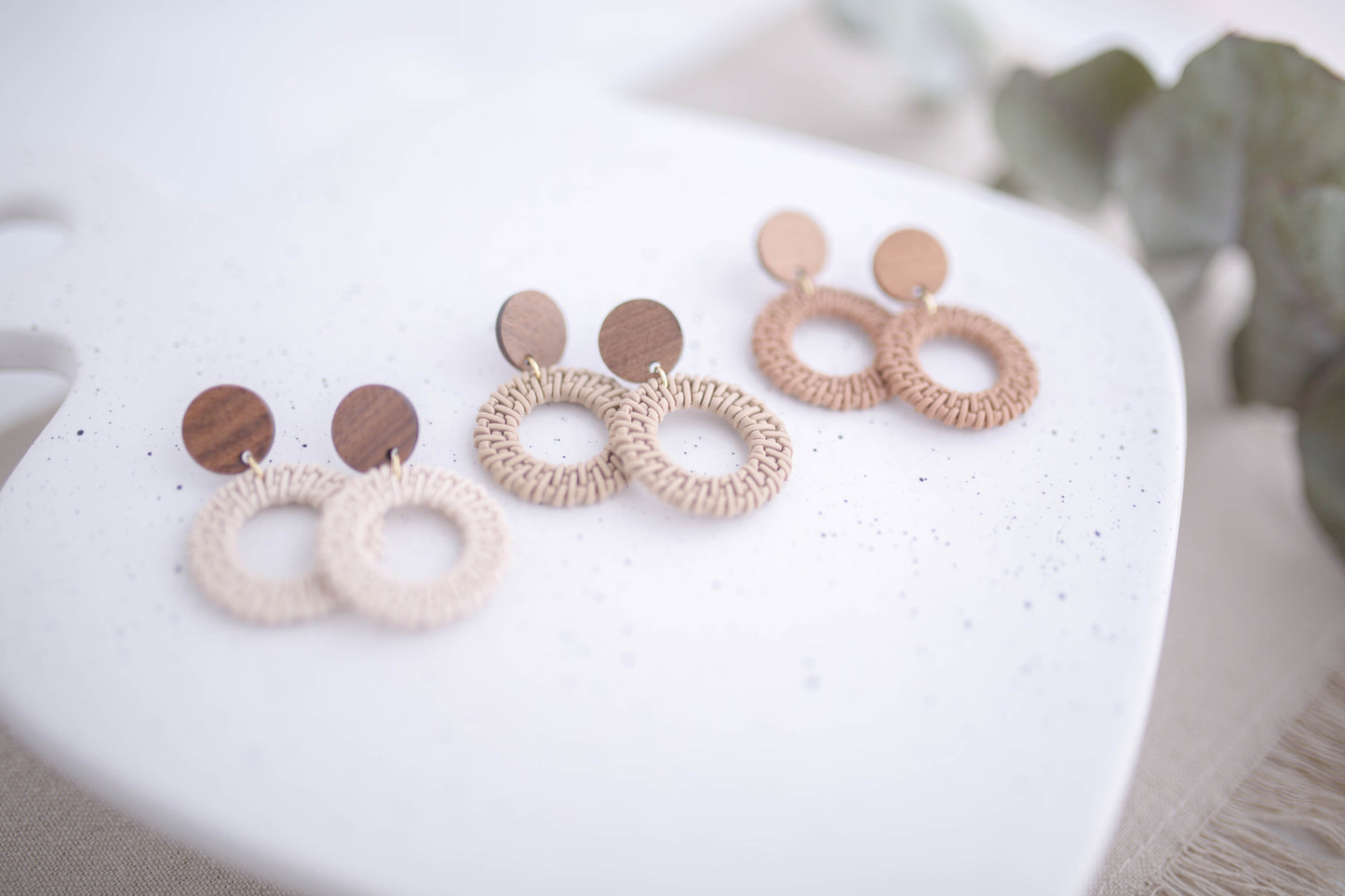 Clay Earrings | Rattan Circles | Picnic Basket Collection