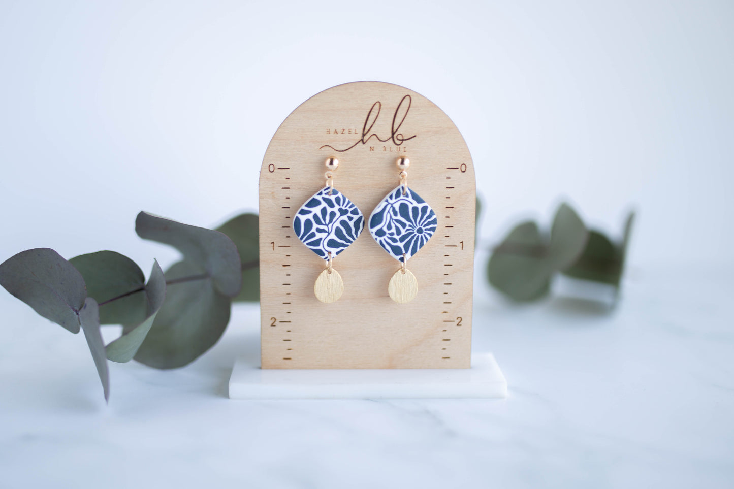 Clay Earrings | Indigo Floral Drops | Indigo Daydream Collection