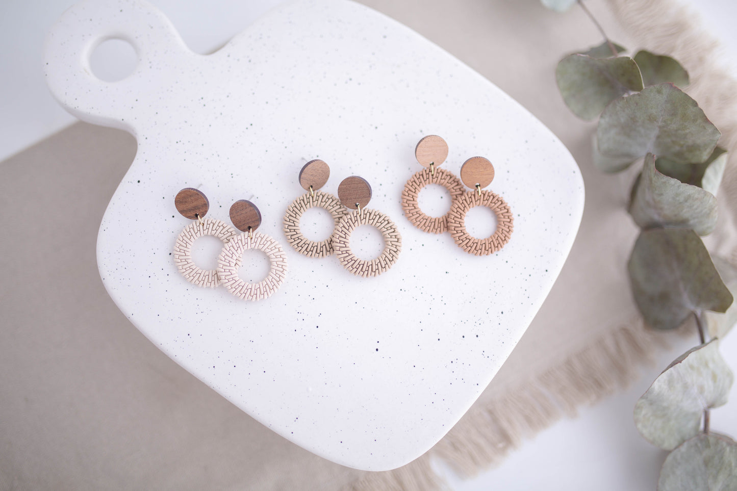 Clay Earrings | Rattan Circles | Picnic Basket Collection