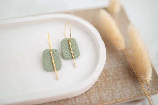 Clay Earrings | Simple Square Hoops | Botanica Collection