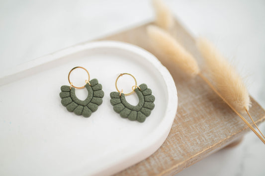 Clay Earrings | Scallop Dangles | Botanica Collection