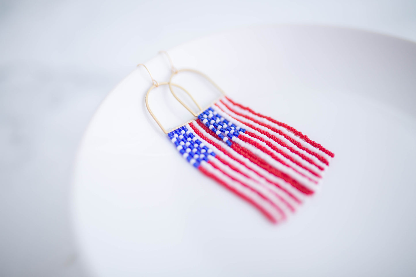 Beaded earrings | USA fringe (Large) | Patriotic Collection