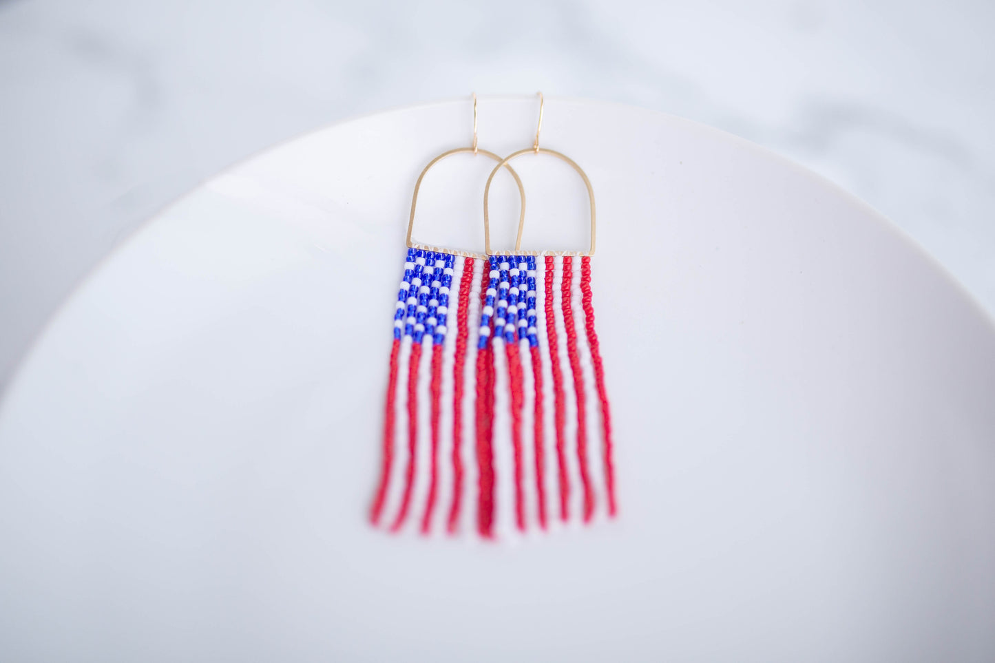 Beaded earrings | USA fringe (Large) | Patriotic Collection