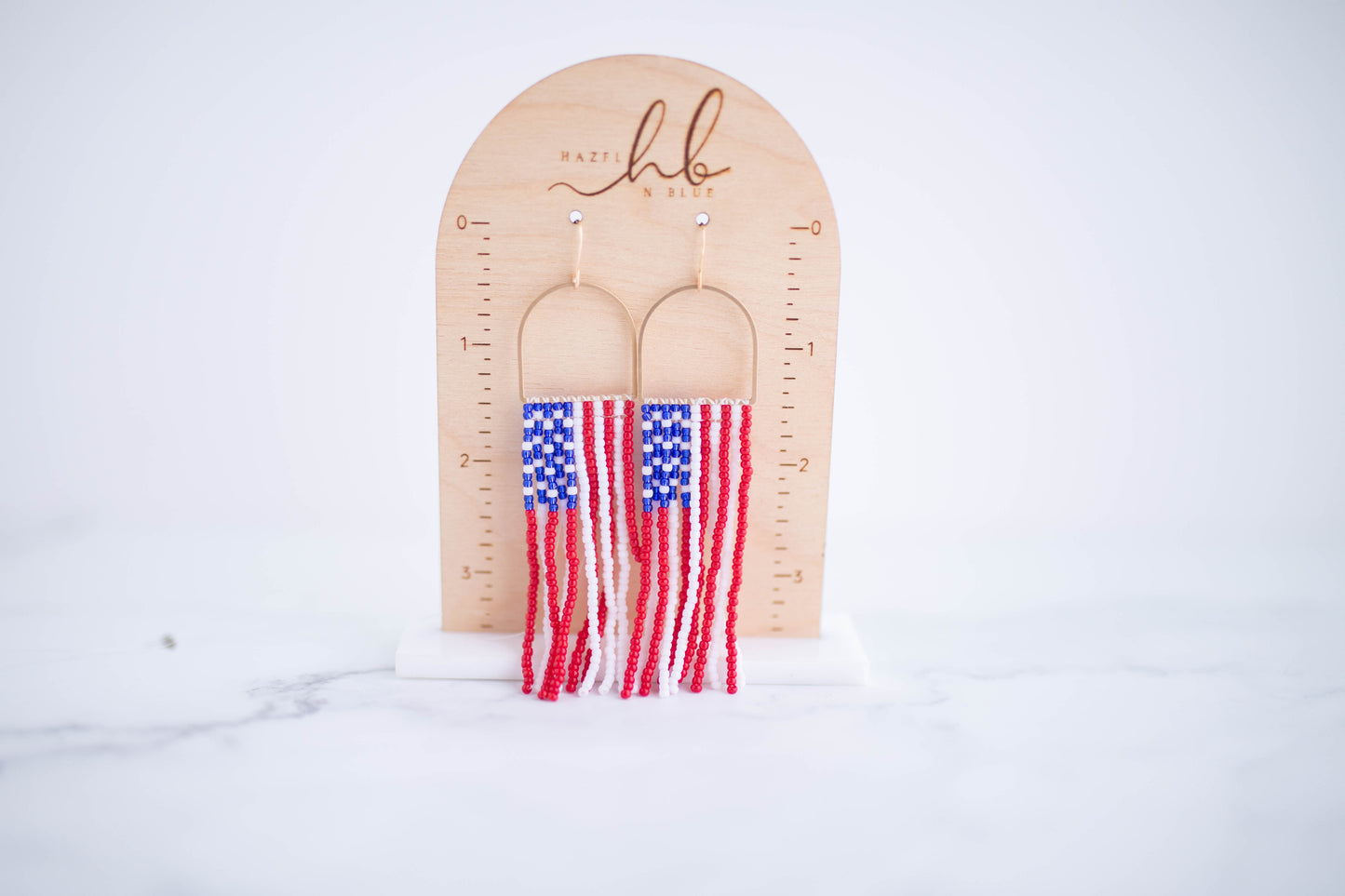 Beaded earrings | USA fringe (Large) | Patriotic Collection