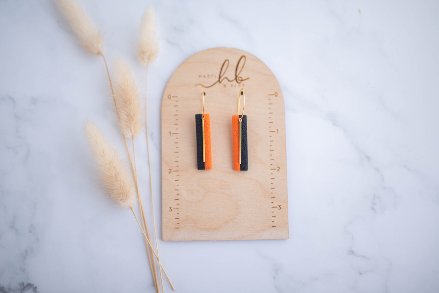 Clay Earrings | Game Day Half n Half Simple Rectangle Hoops | Civil War Collection