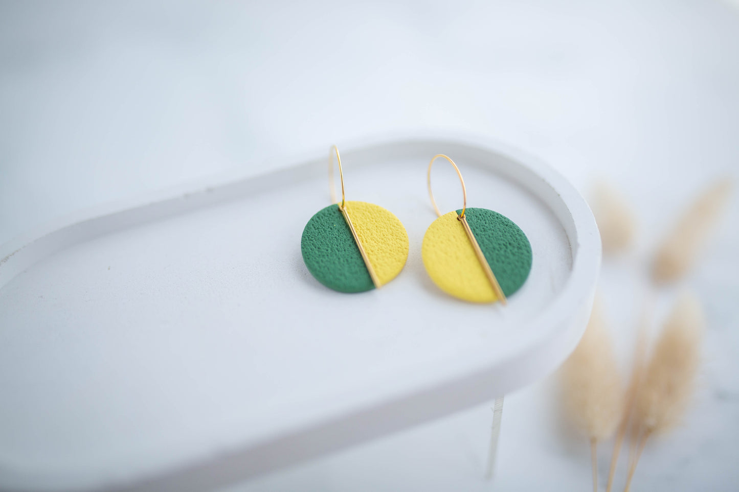 Clay Earrings | Game Day Half n Half Simple Circle Hoops | Civil War Collection