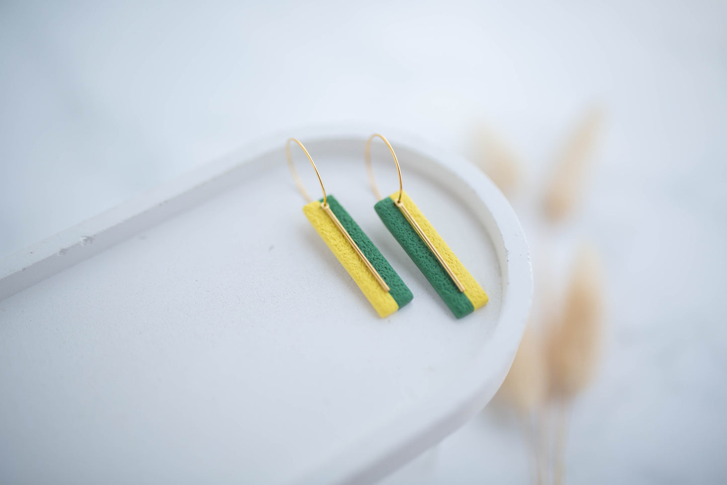 Clay Earrings | Game Day Half n Half Simple Rectangle Hoops | Civil War Collection