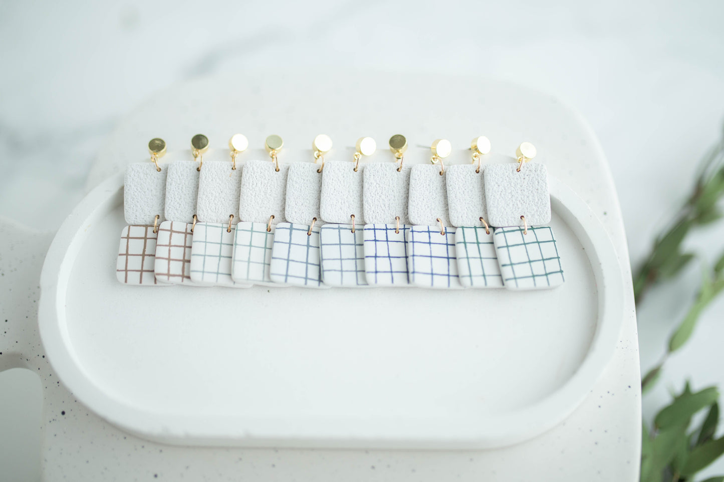 Clay Earrings | Square Dangles | Earth+Sky Collection