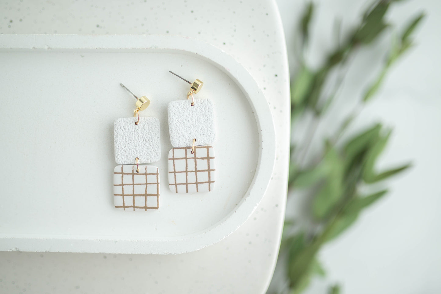 Clay Earrings | Square Dangles | Earth+Sky Collection