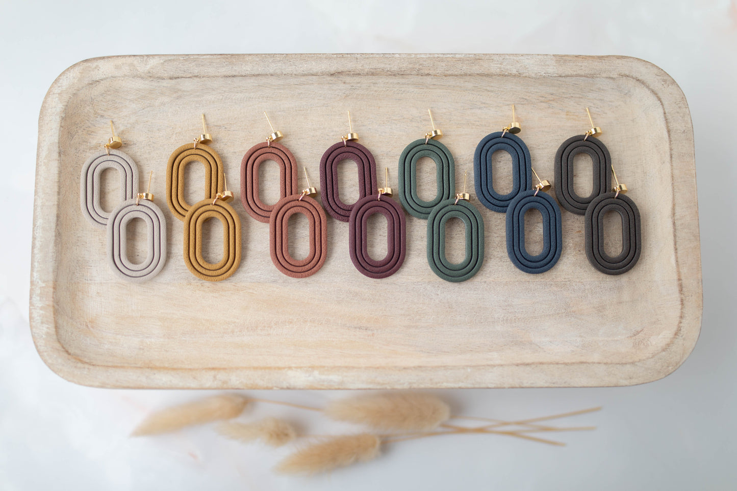 Clay Earrings | Oval Dangles | All Things Fall Collection