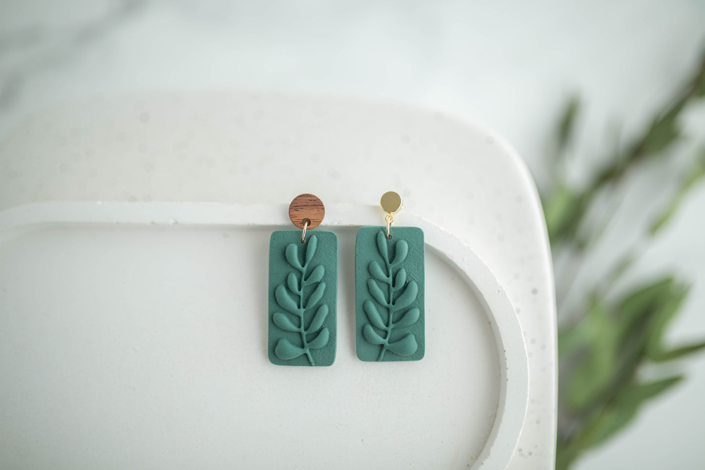 Clay Earrings | Fern Dangles | Earth+Sky Collection