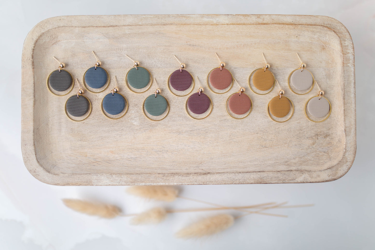 Clay Earrings | Dainty Circle Dangles | All Things Fall Collection