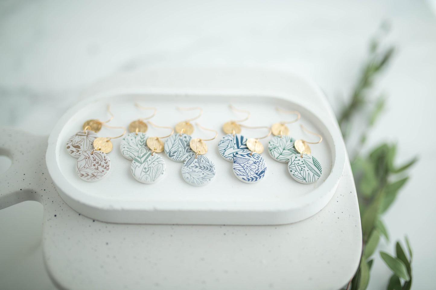 Clay Earrings | Flora Circle Dangles | Earth+Sky Collection