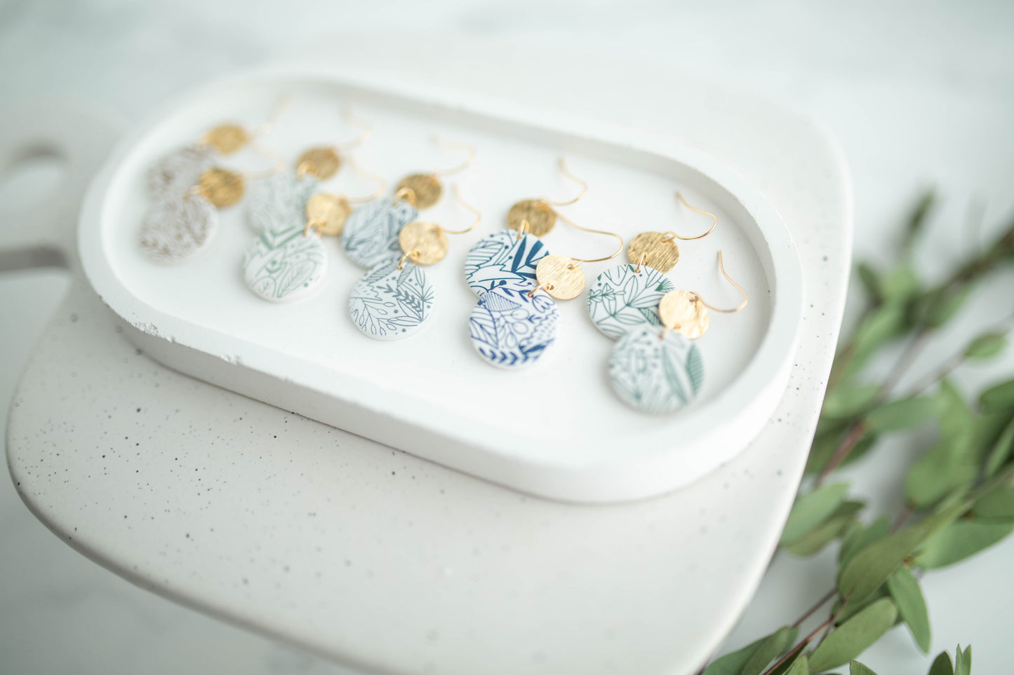 Clay Earrings | Flora Circle Dangles | Earth+Sky Collection