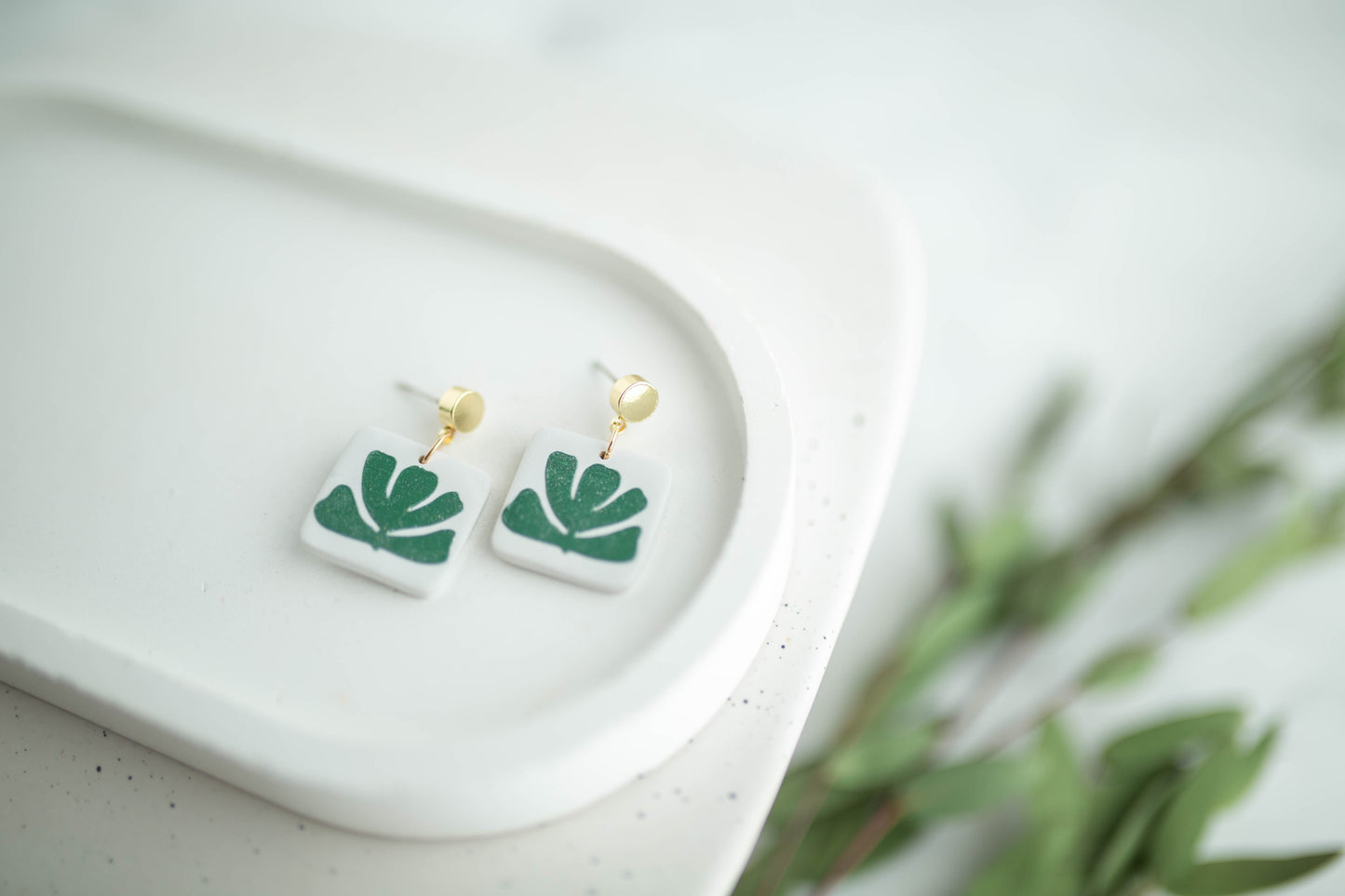 Clay Earrings | Square Flora Dangles | Earth+Sky Collection
