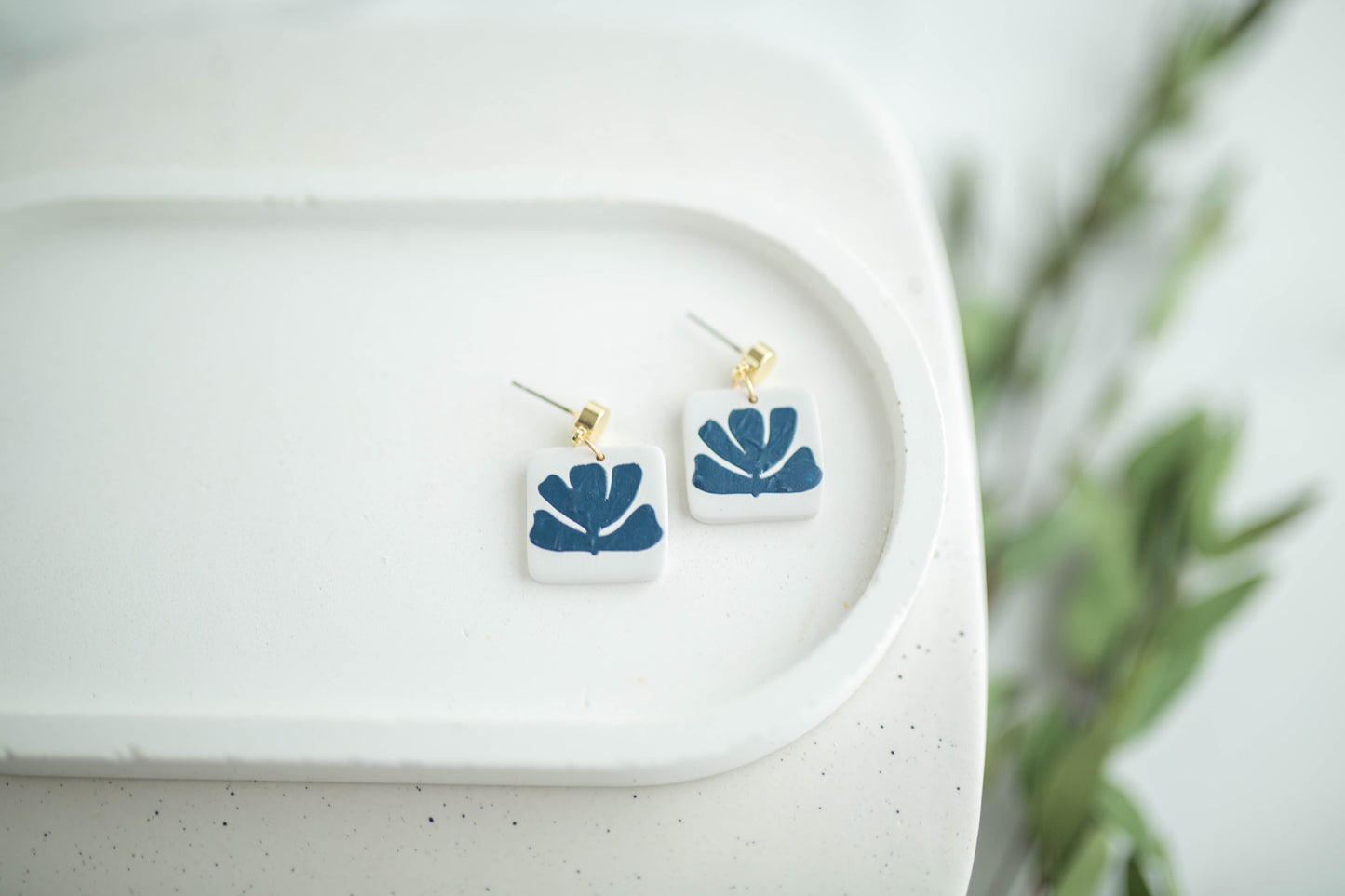 Clay Earrings | Square Flora Dangles | Earth+Sky Collection