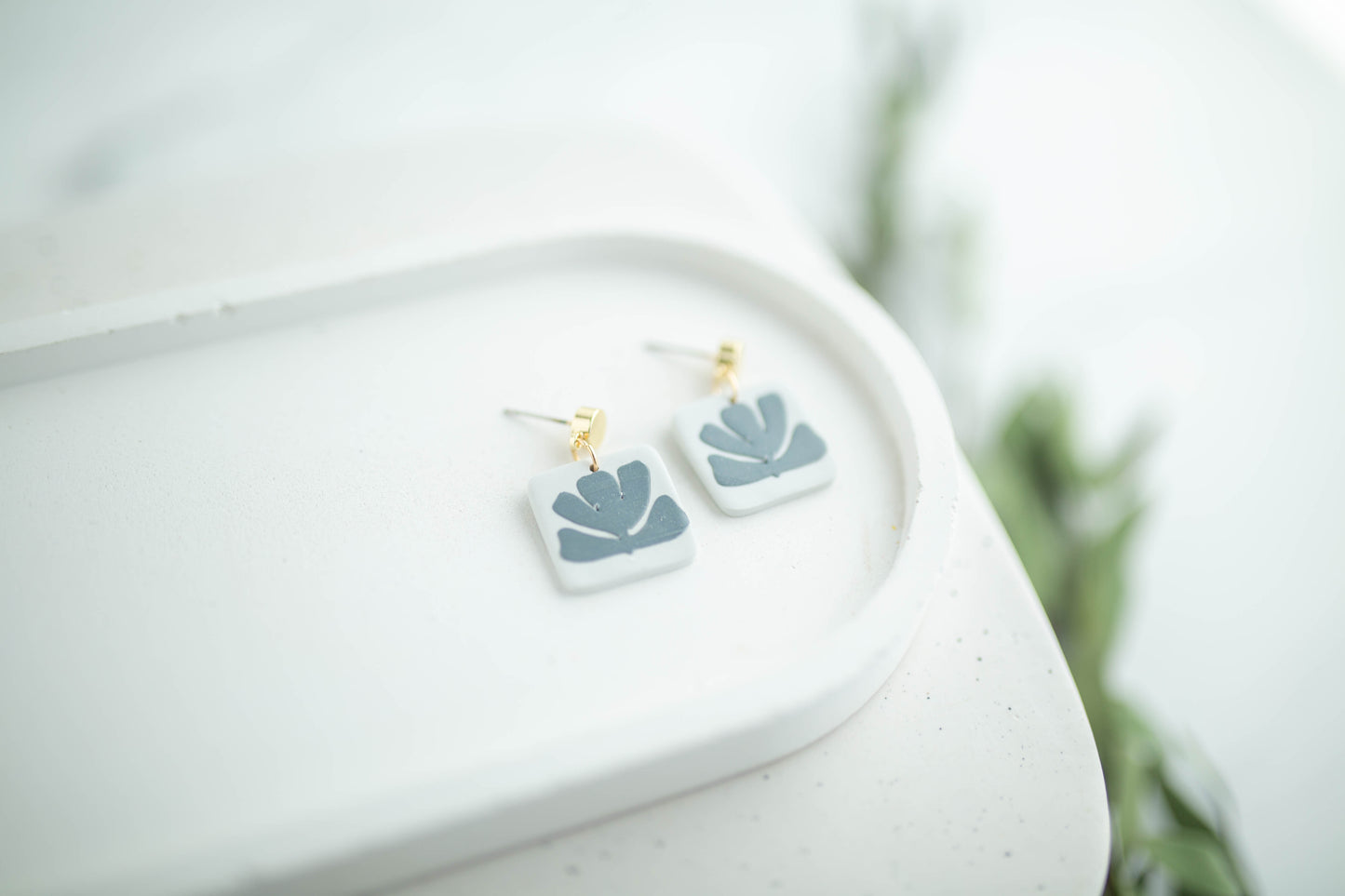 Clay Earrings | Square Flora Dangles | Earth+Sky Collection