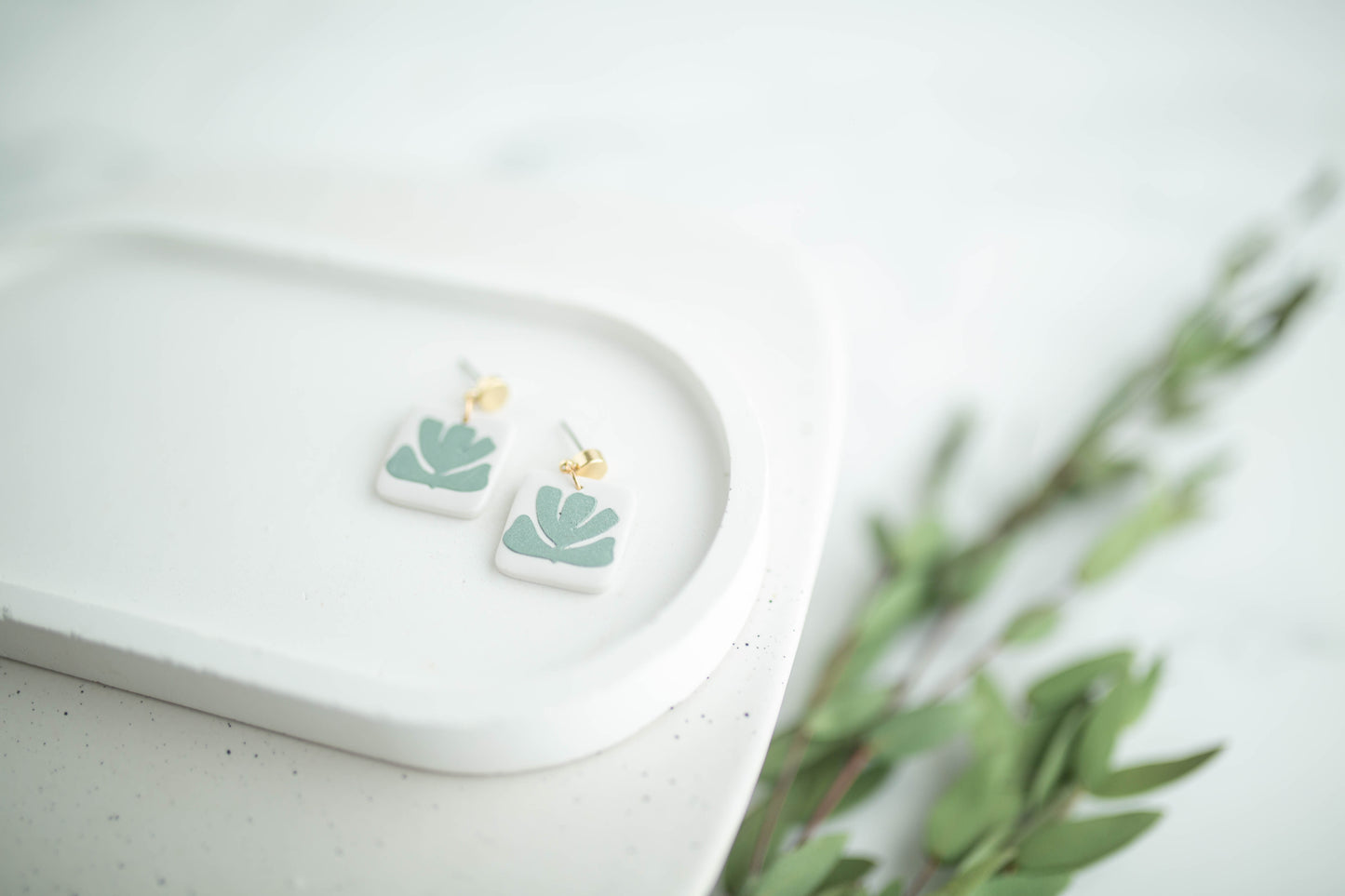 Clay Earrings | Square Flora Dangles | Earth+Sky Collection