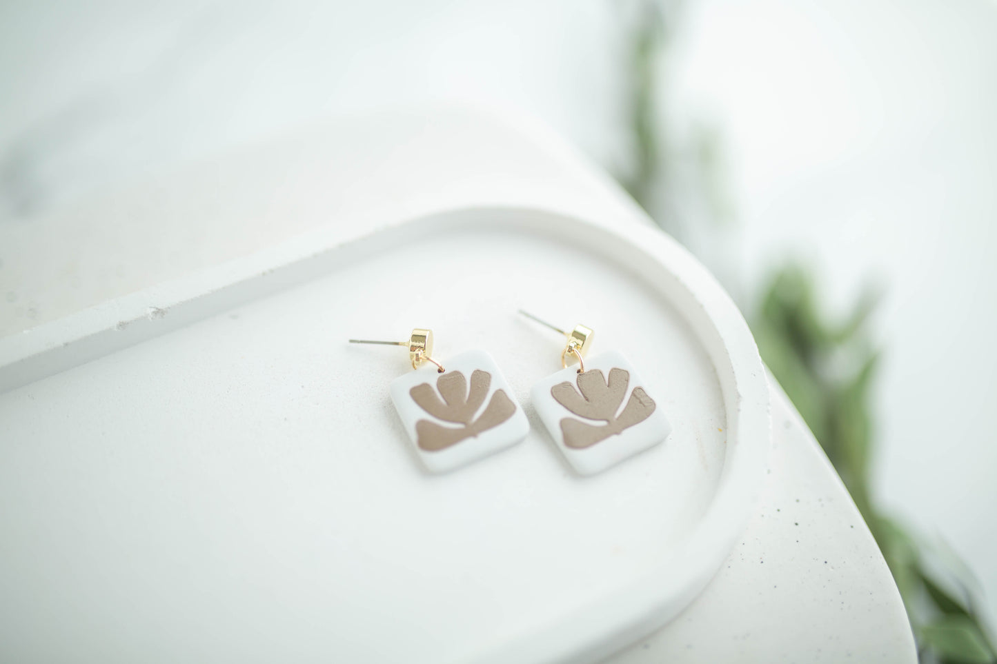 Clay Earrings | Square Flora Dangles | Earth+Sky Collection