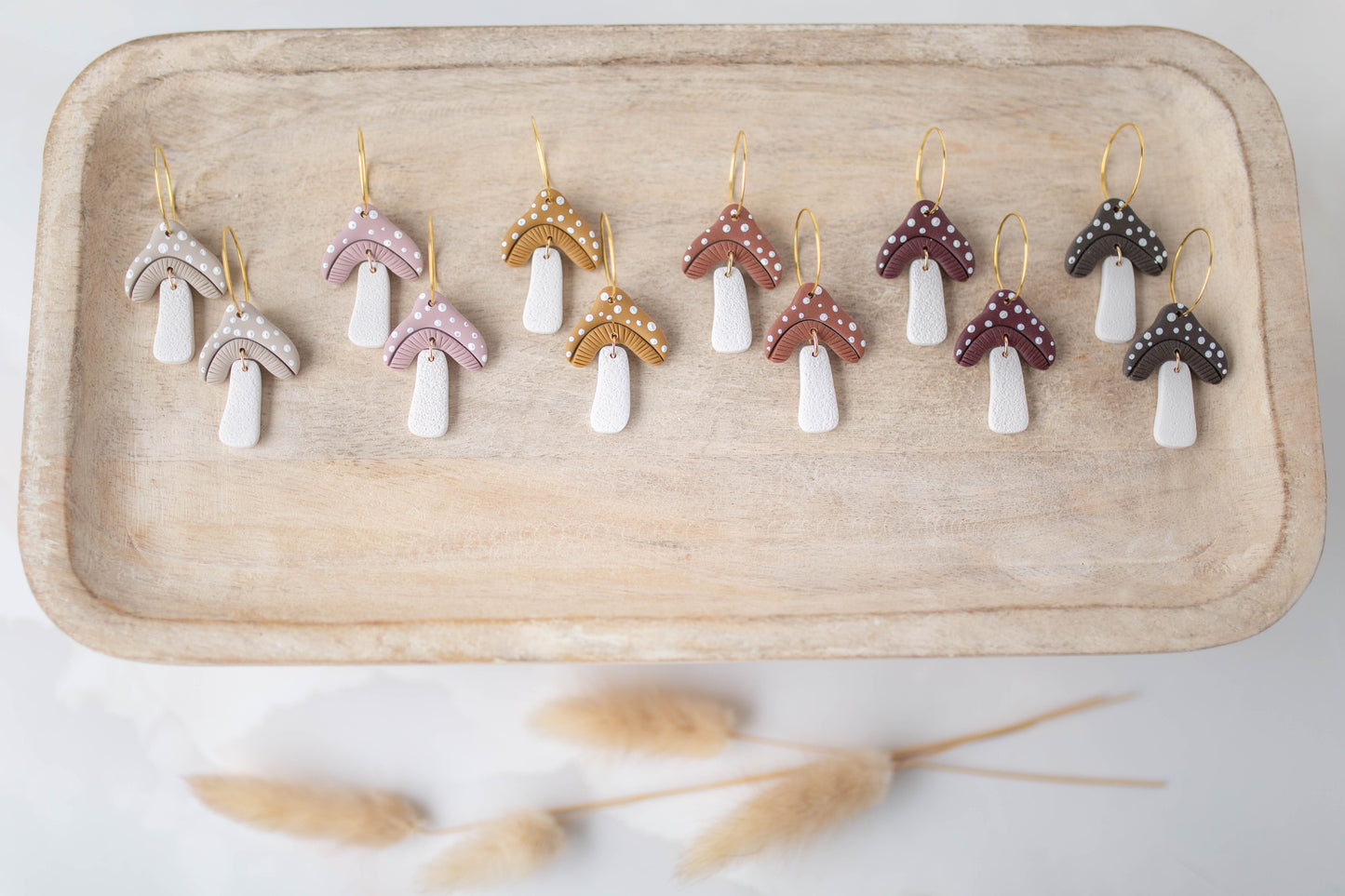 Clay Earrings | Mushroom Hoops | All Things Fall Collection